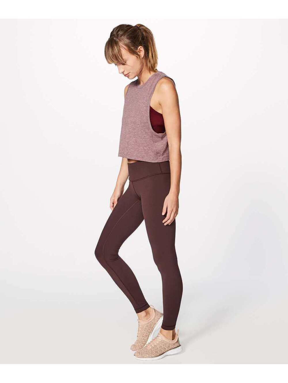 Lululemon Box It Out Crop Tank Heathered Oxblood Size 6 Muscle Yoga Gym Top